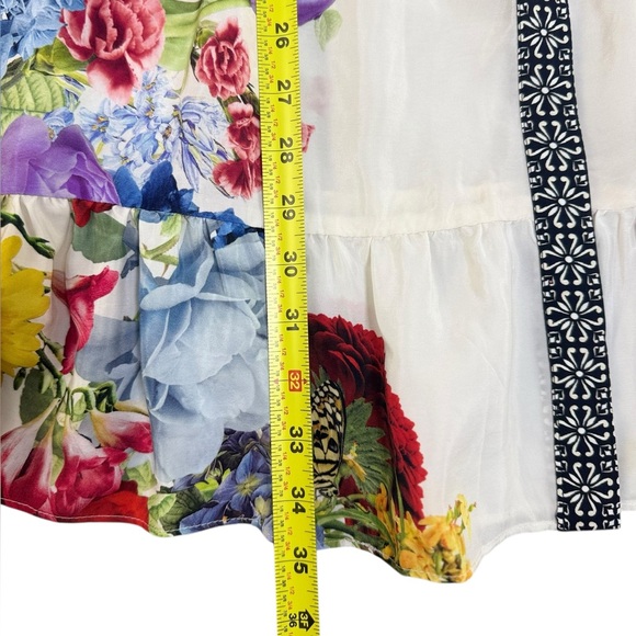 Alice + Olivia Claire Placed Floral Tiered Mini Shirtdress - Picture 9 of 12